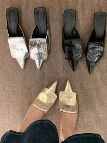 女款時尚尖頭高跟單鞋 - 金色 - 查看 3