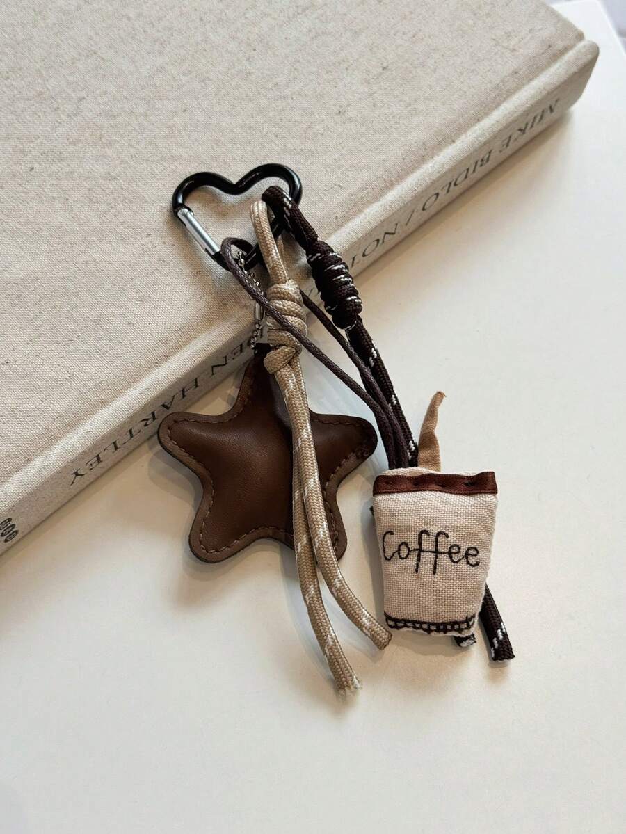 Fashionable Unique Coffee Star Knot Bag Charm/Pendant Keychain, Portable Lightweight Durable, Suitable For Home, Outdoor And Daily Use, Summer Style - View 1
