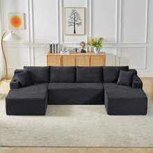 Sectional Sofa Dark Grey 6 Seats - Modular U Shape - Dark Grey 6 Seat - View 1