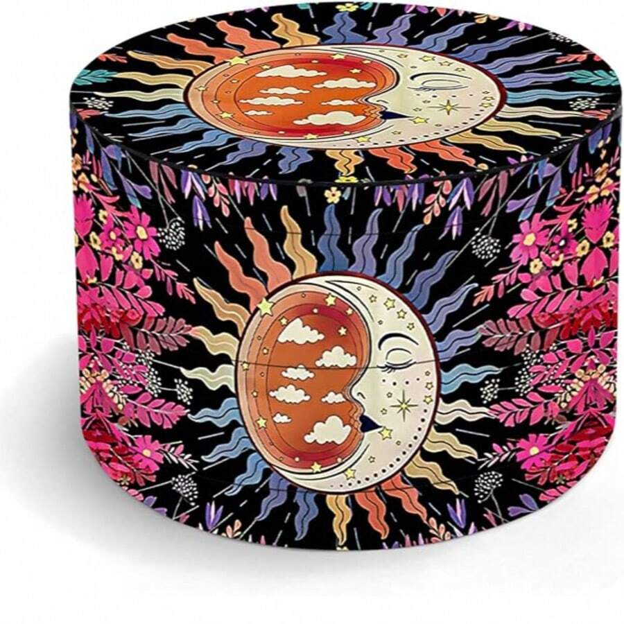 Premium Zinc Alloy Grinder - 50mm UV Printed Creative Moon Print Pattern, Efficient Spice Grinder, Herb Crusher, Daily Use, Gift For Men And Women, Christmas Gift Choice, Best Option