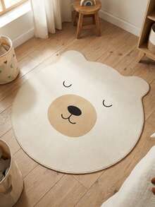1pc, Washable 950g Faux Cashmere New Cute White Polar Bear Asymmetrical Decorative Rug, Non-Slip Polyester Fiber Bottom, 7mm Overall Thickness, Suitable For Living Room, Bedroom, Entryway, Small Rug, Decorative Rug, Passage Rug, Halloween, Gift, All-Season Style, Platform New Arrival, Easy To Clean - White - View 1