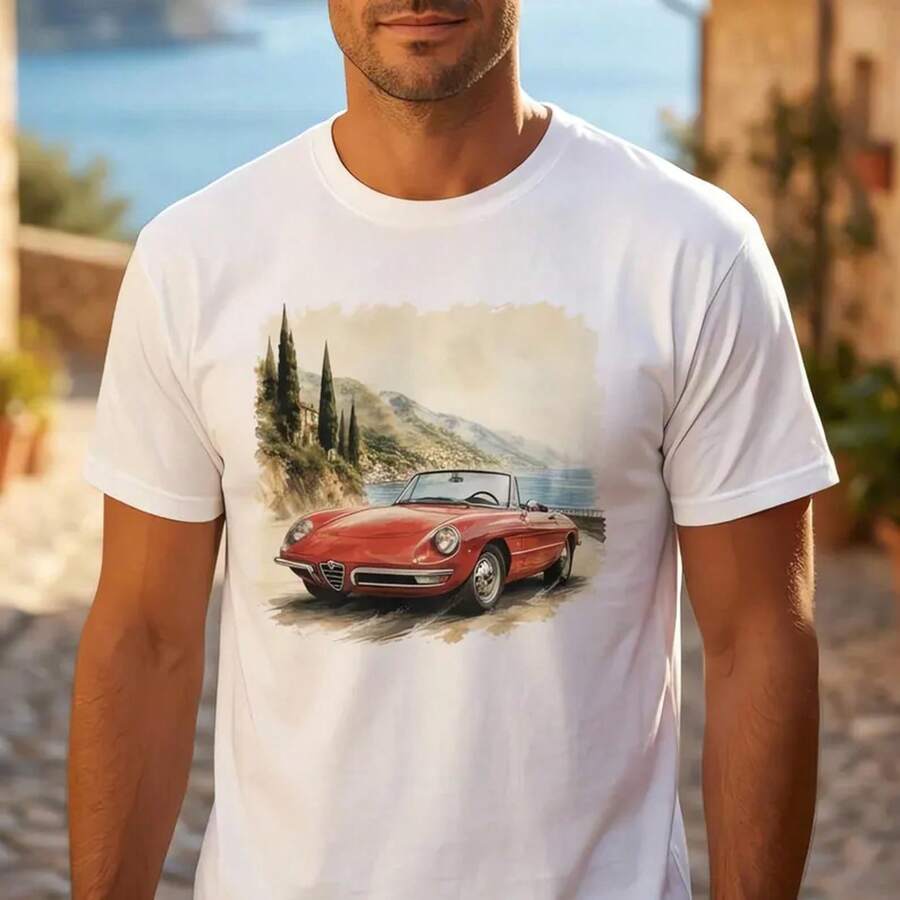 Alfa Fans Classic Car T-Shirt, Italian Sports Car Tee, Petrolhead Gift - 白色 - 查看 1