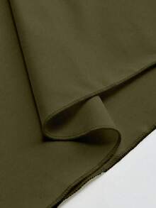 Vela Rue Solid Color A-Line Woven Drape Apricot Skirt, Casual Elegant For Work, Date, All Seasons - Army Green - View 3