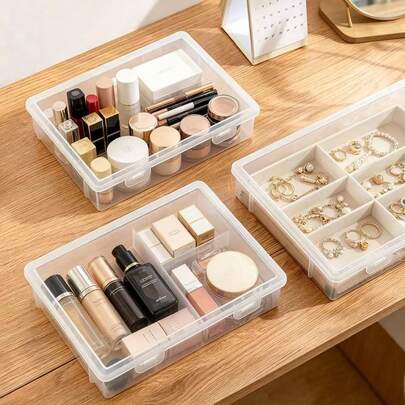 1PC Translucent White Flip-Top File Storage Box, Snap-Lock Desktop Document Organizer, Flat Ticket & Drawing Organizer Box, Dual-Side Snap-Lock Closure Prevents Lid Detachment, Flat & Slim Design For Easy Stacking And Placement, Suitable For School Exam Papers & Materials Classification Storage, Christmas Holiday Handmade Craft Supplies, Halloween Themed Drawing & Material Organization, Short Video Promotion