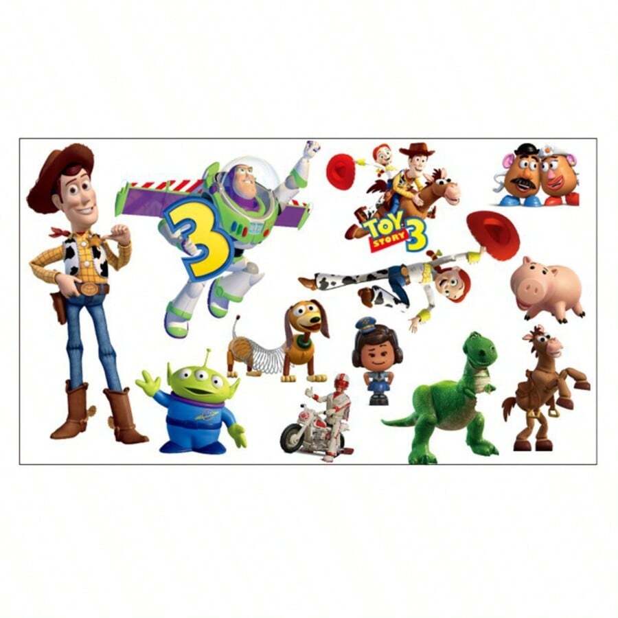 Disney Cartoon Kids Room Wall Sticker PVC Self-Adhesive Cute Buzz Lightyear Kindergarten Window Decal - A - View 1
