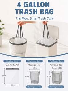 5/1 Roll Standard Kitchen/Bathroom Trash Bags And Drawstring Storage Bags; Plastic Material; Multi-Purpose Disposable Bags, Suitable For Home, Kitchen, Office, School, Outdoor And Bathroom Use; Perfect As Christmas Gifts And School Supplies - Multicolor - View 3