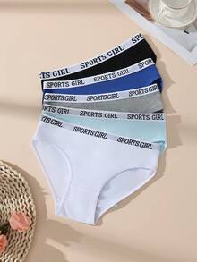 5pcs Letter Woven Cotton Women's Triangle Panties, Bodycon Elastic Comfortable Ladies Underwear - Multicolor - View 3