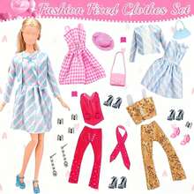 20pcs 11.81"/11.82" Doll Clothes Set, Random Design, Includes 3 Dresses, 2 Tops, 2 Pants, 10 Shoes, 3 Bags, Great Gift For Christmas, Birthday, Doll Not Included - Multicolor - View 4