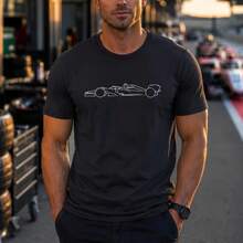 Minimalist Race Car Shirt F1 Inspired Racing Tee Motorsport Outline Graphic Unisex T-Shirt Racing Gift For Car Lovers - Black - View 1