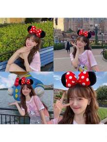 1 buah Bando Telinga Mickey & Minnie Mouse Resmi Disney dengan Pita, Aksesori Rambut Putri, Cocok untuk Pesta, Ulang Tahun, dan Cosplay (Beberapa Aksesori Mungkin Acak), Halloween - MultiWarna - View 7