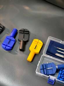Watch Band Tool, Watch Band Chain Pin Removal Tool, Watch Band Repair Tool, Blue Yellow Black, Medium Size - Plastic End Cap Version and Set - View 7