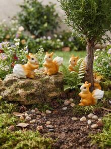 1/4 Stücke Mini Moosgarten Eichhörnchen Figuren, niedliche realistische Harz Handwerkskunst Dekoration, geeignet für DIY Terrarium, kreative Schreibtisch Dekoration, Innenraum Präsentation, perfekte Garten Dekoration, geeignet für Hof, Terrasse, Blumentopf und Feenlandschaft - Mehrere Modelle - Übersicht 7