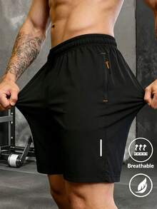 Men's Sports Shorts Suitable For Spring, Summer, Autumn Wear Running, Fitness, Sports Black - Black - View 1