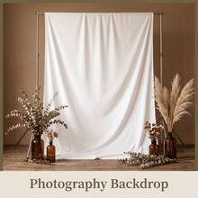 VOJCBKRE White Background Cloth, Polyester Photography Backdrop, Double-Sided Design, High Density, Foldable Seamless Background Screen, Suitable For Video And Photography Studio, Party Large Size Background Curtain (Stand And Clips Not Included) - View 1