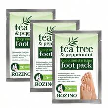 Rozino 3 buah Masker Kaki Pelembap Mendalam Tea Tree Mint. Aroma Tea Tree Mint, Menyegarkan dan Nyaman di Kaki, Melembapkan Secara Mendalam, Menenangkan Kaki Kering dan Kasar, Menutrisi dan Melembutkan, Memperbaiki Kekeringan dan Pengelupasan pada Kaki. Dikemas Individual 60g, Bersih dan Higienis, Perawatan SPA Kaki di Rumah, Mudah Digunakan - View 1