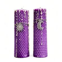 Purple Beeswax Pillar Candles - 2pcs, Sun & Moon Hanging Decorative Aromatherapy Candles, Home Desktop Atmosphere Decor - Magic Candles - 2pcs - View 1