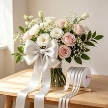 0.6‑5cm Multi-Size White Single-Sided Satin Ribbon, 10 Yards Per Roll High-Density Smooth Ribbon, Suitable For DIY Crafts, Gift Boxes, Floral Arrangements, Hair Accessories, Wedding Decorations - White - View 3