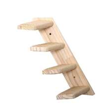 Solid Wood Wall-Mounted Cat Tree Tower, Compact Space-Saving Home Cat Climbing Post And Accessories Set - Apricot - View 6
