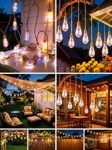 16 LED Solar Powered Rope Papaya String Lights, Garden Decoration Fairy Lights, IP44 Waterproof, 8 Lighting Modes, Suitable For Garden, Patio, Pergola, Yard, Porch, Gazebo, Backyard, Christmas, Halloween And Holiday Decoration - Hemp Rope Papaya - View 12