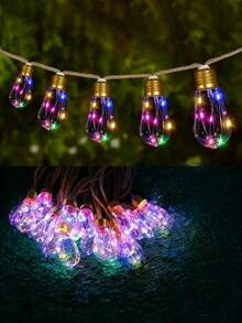 16 LED Solar Powered Rope Papaya String Lights, Garden Decoration Fairy Lights, IP44 Waterproof, 8 Lighting Modes, Suitable For Garden, Patio, Pergola, Yard, Porch, Gazebo, Backyard, Christmas, Halloween And Holiday Decoration - Hemp Rope Papaya - View 15