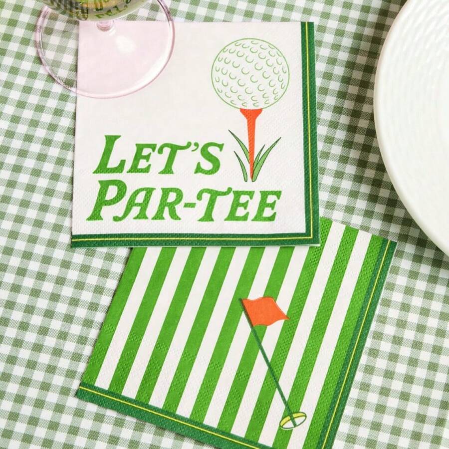 Golf Ball Pattern Disposable Paper Towels, Double-Layered And Thickened, Suitable For Outdoor Picnics And Themed Parties. - Style 1 - View 1