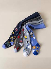4 Pairs Baby Boy Tights, Cute Cartoon Pattern Leggings, Suitable For All-Season Daily Wear - Multicolor - View 2