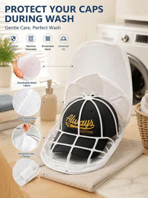 2pcs Baseball Cap Washing Bag, Hat Cleaning Tool, Machine Washable Anti-Deformation Protective Laundry Bag & Hat Holder, Cleaning Supplies, Bathroom Accessories, Travel Essentials, Home Goods, Home Essentials, School Supplies, Back To School, Bathroom, Home & Kitchen, Autumn Decor, Bedroom Decor, Christmas Decor, Living Room Accessories, Party Supplies, Halloween Decor, Graduation Decor, Home Goods, Halloween Home Decor, Bathroom Decor, Travel Essentials, Bedroom Accessories, Birthday Gift For Women