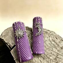 Purple Beeswax Pillar Candles - 2pcs, Sun & Moon Hanging Decorative Aromatherapy Candles, Home Desktop Atmosphere Decor - Magic Candles - 2pcs - View 5