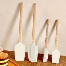 Silicone Spatula Set, Include- Spatula And Scraper Set With Plastic Scraper Plate, Long Handle Silicone Spatulas, Wooden Handle Spatulas Set, Heat Resistant Seamless Non-Stick Flexible Scrapers Baking Mixing Tool For Cooking, Baking,Kitchen - Multicolor - View 4