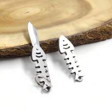 1pc Animal Casual Street Style Stainless Steel Fish Bone Keychain EDC Tool Pocket Knife - A - View 10