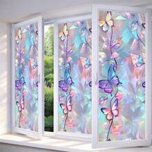 1/4pcs Vibrant Floral, Rose, And Butterfly Frosted Privacy Window Film, Reusable PVC Electrostatic Adsorption Window Film, Suitable For Home, Bathroom, Bedroom, And Office Decoration. - Frosted Glass Sticker - View 5