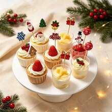 1/20/50/100/200/400pcs/Multiple Christmas Theme Decorative Picks, Including Small House, Snowman, Gift, Sock, Snowflake And Other Fun Shapes, Suitable For Cake, Dessert, Fruit Platter, Cocktail Garnish Decoration, Christmas Party Gathering Dessert Table Decoration, Enhancing Holiday Atmosphere, Enriching Tabletop Festive Decoration Matching. - Multicolor - View 8
