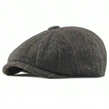 1pc Tweed Vintage Style Hat, Fashionable Autumn/Winter Accessory, Beret, Newsboy Cap, Octagonal Cap, Wool Blend Hat, Suitable For Daily Wear, Holiday Events, Vintage Style Looks - A - View 9