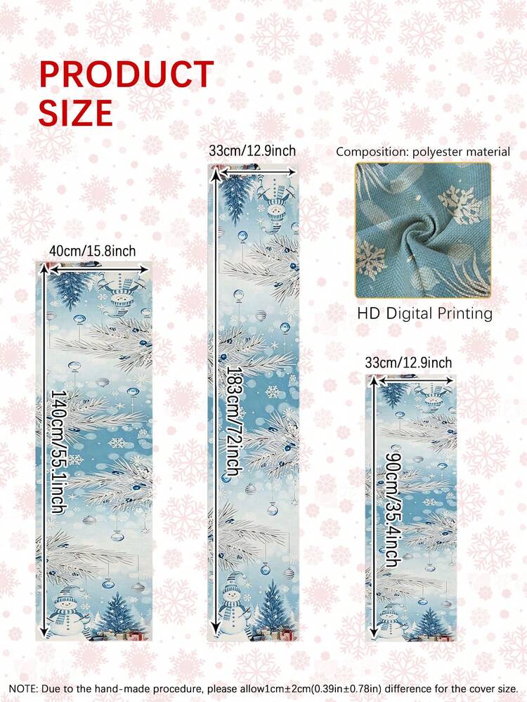 [Christmas Hot, Christmas]1pc, Santa Claus Table Runner, Christmas Tree Tablecloth, Reindeer, Snowman, Snowflake, Christmas, Merry Christmas, Christmas Decoration Supplies, Christmas Gift, Christmas Decoration, Christmas Decorative Rectangular Tablecloth, Suitable For Home Decor, Living Room Decor, Multiple Size Options - Multicolor - View 3