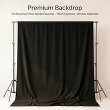 VOJCBKRE Black Backdrop, Polyester Photography Background Cloth, Double-Sided Design, High Density, Foldable Seamless Background Screen, Suitable For Video And Photography Studio, Large Party Backdrop Curtain (Stand And Clips Not Included) - View 1