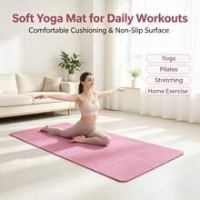 1pc 173*61cm EVA Yoga Mat, Solid Color Non-Slip Shock-Absorbing Lightweight Pilates Mat, Home Gym Dorm Indoor Fitness Workout Training Mat, Halloween, Christmas Fitness Gift - Black - View 2