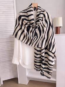 1pc New Zebra Print Scarf, Women's Muslim Hijab, Soft Breathable Long Scarf, Elegant Shawl, Fashionable Versatile Office Wrap - Multicolor - View 14