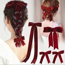 1-4cm 10yd Burgundy Single-Sided Velvet Ribbon, Handmade DIY Hair Accessories, Clothing Bows Supplies; Suitable For Christmas, Halloween, Wedding, New Year, Birthday, Back To School / Graduation Party Decoration, Bouquet Wrapping, Gift Wrapping Ribbon - Burgundy - View 6