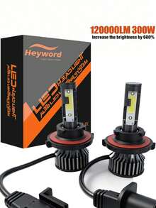 Heyword 2个LED汽车大灯，9005/9006/H13/H11/H7/H4/H1，远近光一体式，75000流明，亮度提升800%，6500K白光，支持CANBUS总线，静音风扇，高亮度COB/CSP芯片，即插即用 - 白色 - 查看 21