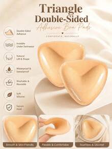 2pcs/Set Double-Sided Adhesive Invisible Bust Pads, Seamless Breast Enhancers, Reusable Bust Pads Suitable For Strapless, Backless Dresses, Swimwear And Sports Bras - 7-shaped Cup - View 1