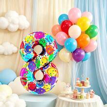 40 Inch Large Number 0-9 Foil Balloon, Colorful Polka Dot Pattern Digit Balloon, Party Decor Props For Birthday, Bachelorette And Themed Celebration Layout - Multicolor - View 7