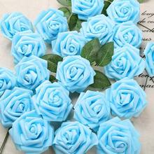 50 Pcs (25 Roses, 25 Leaves) Artificial Roses With Stems, Suitable For DIY Wedding Bouquets, Table Decorations, Parties, Home Decor, Also Suitable For Valentine's Day, Gifts, Birthdays, New Year, Graduations And Other Occasions (Box Not Included). - Blue - View 7