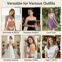 10pcs/2pcs Bra Pads, Swimsuit Inserts, Adhesive, Skin-Friendly, Comfortable, Easy To Use, Washable, Detachable And Reusable, Suitable For Backless, Low-Waist Dresses, Swimwear And Other Outfits, Beautifully Shape The Bust Line. Can Be Adjusted In Size With Scissors, Suitable For Any Clothing - Multicolor - View 4