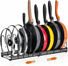 Black, Expandable Drawer Organizer For Pots And Lids With 10 Adjustable Shelves, Suitable For All Types Of Cookware, 59.7 * 17.8 * 18.5 Cm - Black - View 4