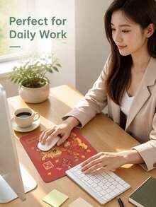 Decorative Mouse Pad With Warm Blessing‑Themed Cartoon Print. Enjoy Nice Wishes Every Day While You Work. Smooth‑Glide Surface For Fluent Mouse Movement. Non‑Slip Rubber Base Keeps Stable On Desk, Great For Home & - Mouse Pad - View 5