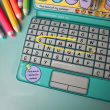 Flip Laptop Shaped Portable Quiet Book DIY Handmade Toy, Kids Travel Simulation Office Game, Car Ride & Airport Waiting Time Killer, Highly Attractive Handmade Decor Gift - Multicolor - View 4