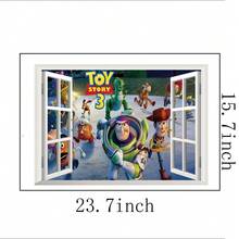 Disney Cartoon Kids Room Wall Sticker PVC Self-Adhesive Cute Buzz Lightyear Kindergarten Window Decal - A - View 4