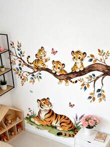 Giraffe Tiger Animal Wall Sticker Bedroom Living Room Home Background Decoration Wall Decal Loving Family Animal Sticker - Multicolor - View 10