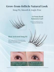 36 Clusters Glue-Free False Eyelashes - Clear Swallowtail Mesh - Slouchy 3-Step Application - Stemless Voluminous Curly Natural-Looking Lightweight Beginner Daily Commute MR.WISH Holiday Christmas Atmosphere - J - View 2