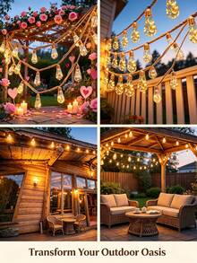 16 LED Solar Powered Rope Papaya String Lights, Garden Decoration Fairy Lights, IP44 Waterproof, 8 Lighting Modes, Suitable For Garden, Patio, Pergola, Yard, Porch, Gazebo, Backyard, Christmas, Halloween And Holiday Decoration - Hemp Rope Papaya - View 11